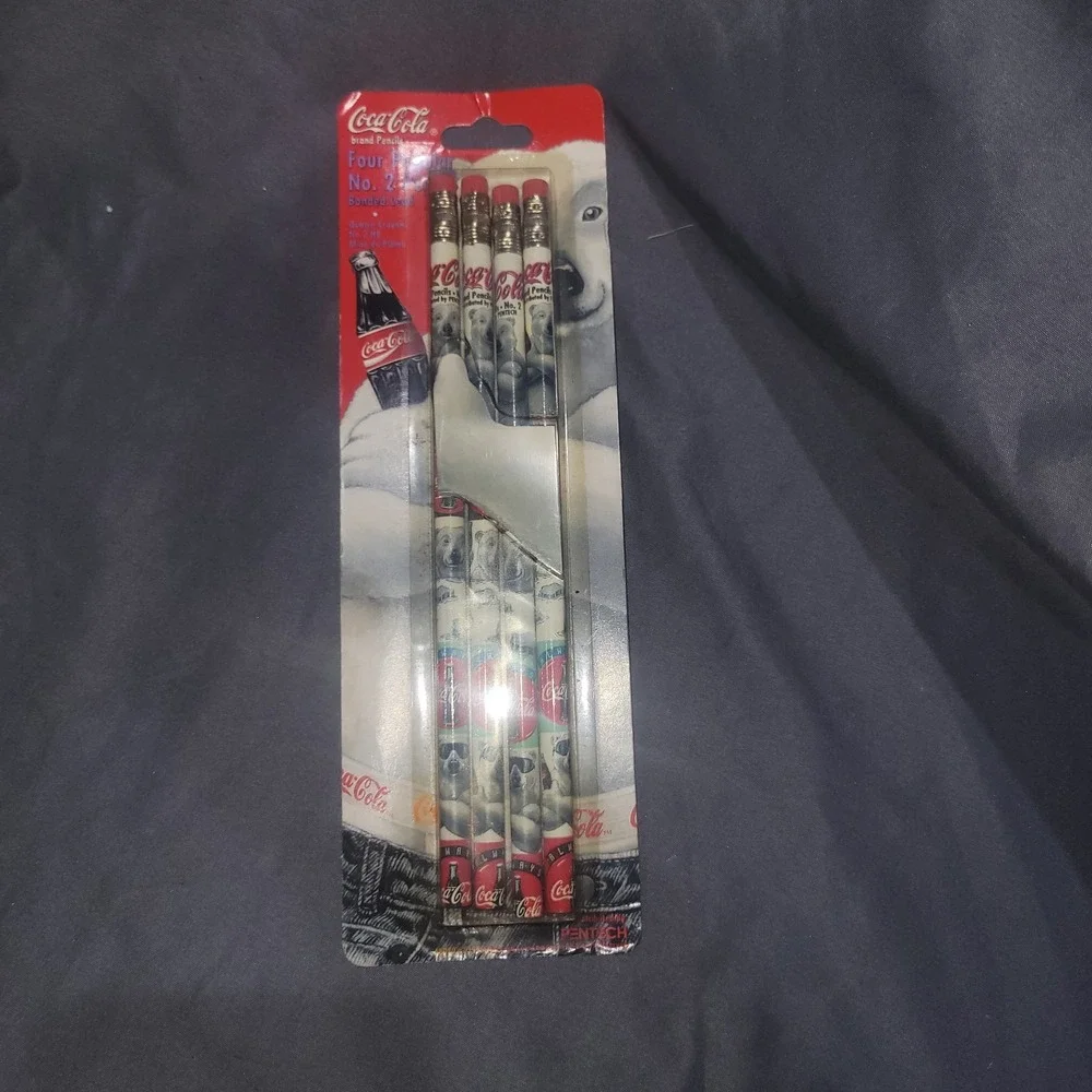 Vintage 1996 Coca-Cola Pencils White Polar Bear Four Count